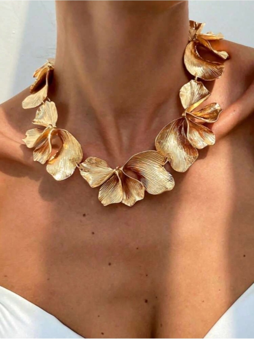 Gold Floral Statement Necklace - Women's Jewelry